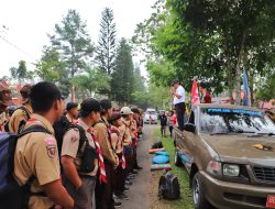 Sebanyak 150 Anggota Pramuka Asal Lampung Barat melakukan lintas Bahkti Liwa-Kerui,