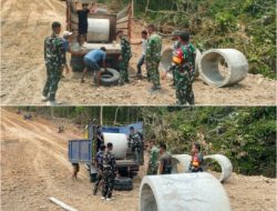 Dukung Pembukaan Badan Jalan, Satgas TMMD ke-130 Kodim 0427/Way Kanan Turunkan Gorong-Gorong