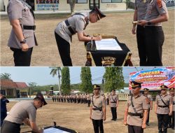 Polres Way Kanan Gelar Upacara Sertijab Kasatlantas, Kasattahti, Kasipropam, Kapolsek Kasui, Kapolsek Pakuan Ratu dan pelantikan Kapolsek Buay Bahuga