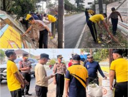 Green Policing, Polisi Bersama Masyarakat Gotong Royong Jaga Kebersihan di Simpang 4 Negeri Baru