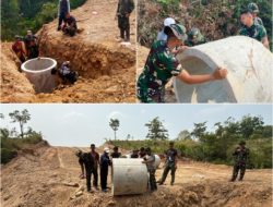 Dukung Kelancaran Pembangunan Jalan, Dan SSK Kapten Inf A. Yani Folsen Tinjau Langsung Pemasangan Gorong-Gorong